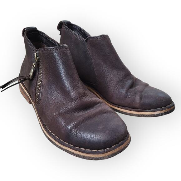 UGG Clementine Brown Leather Shearling Lined Ankle Boots Women Sz 6 1008703 - Picture 3 of 16